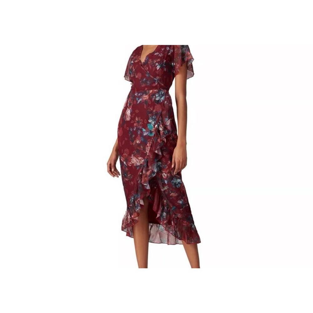 Anthropologie Vone Dress 6 Small Floral Embroidered Whimsical Fairy‎ Faux Wrap